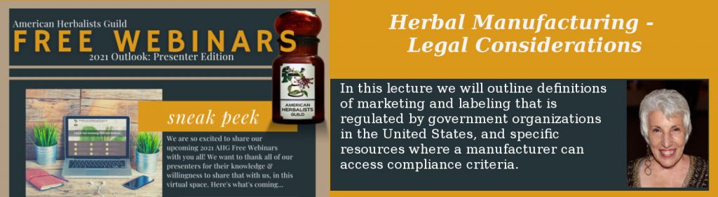 herbal manufacturing legal considerations ahg