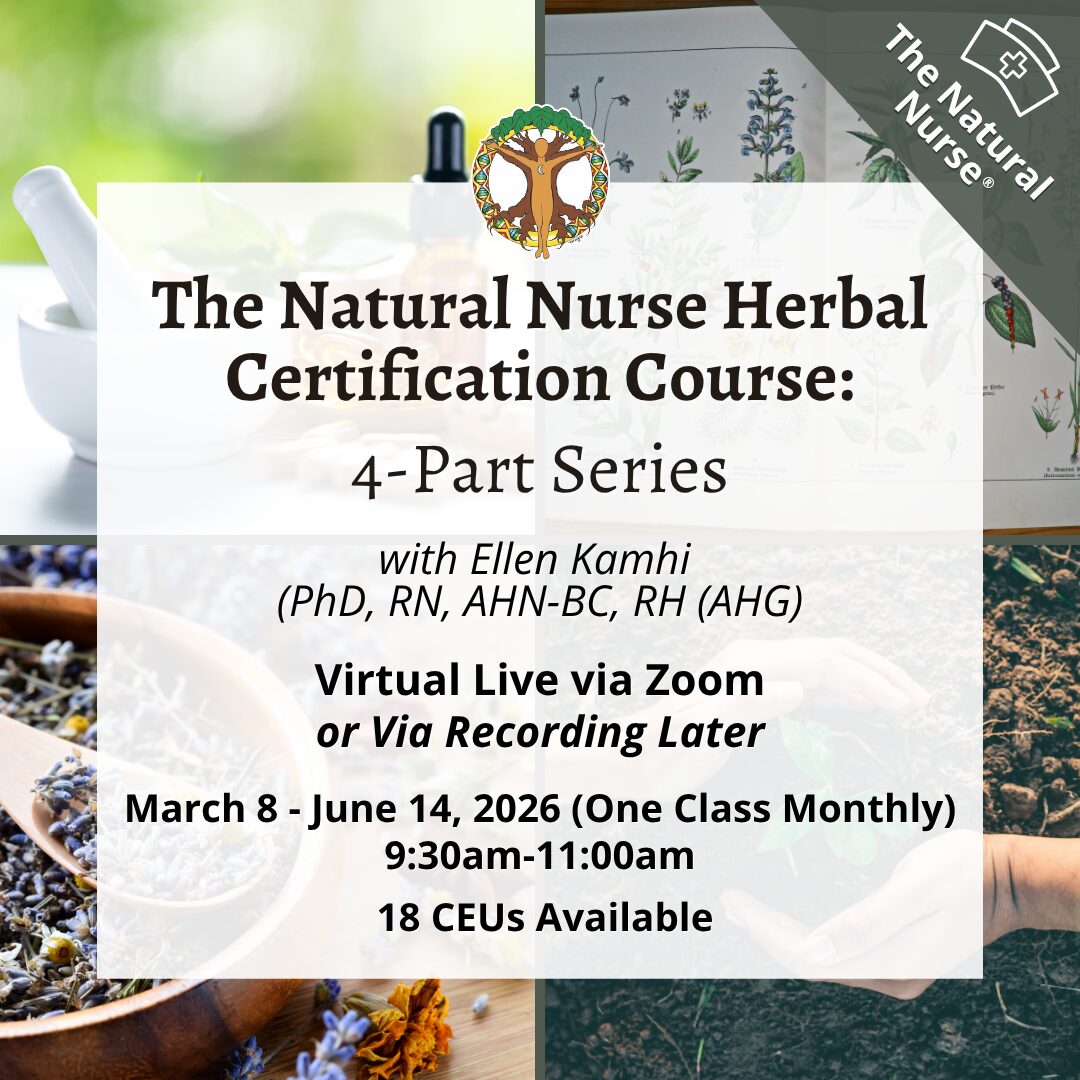 Information and registration for The Natural Nurse 2026 Herbal Certification Series (4 classes)