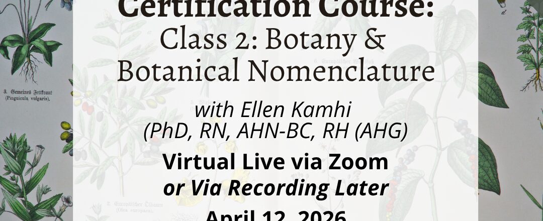 This class covers the importance of Latin names when communicating with other herbalists, the Doctrine of Signatures, Identification of Plant Families, and edible, medicinal, and poisonous specific plants within several families. Class by Ellen Kamhi Ph.D., RN, RH - The Natural Nurse